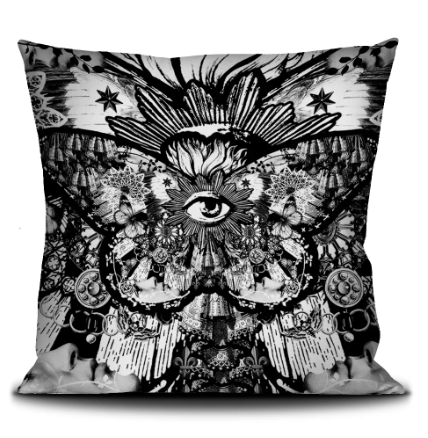 Coussin 50 x 50 Papillon Noir